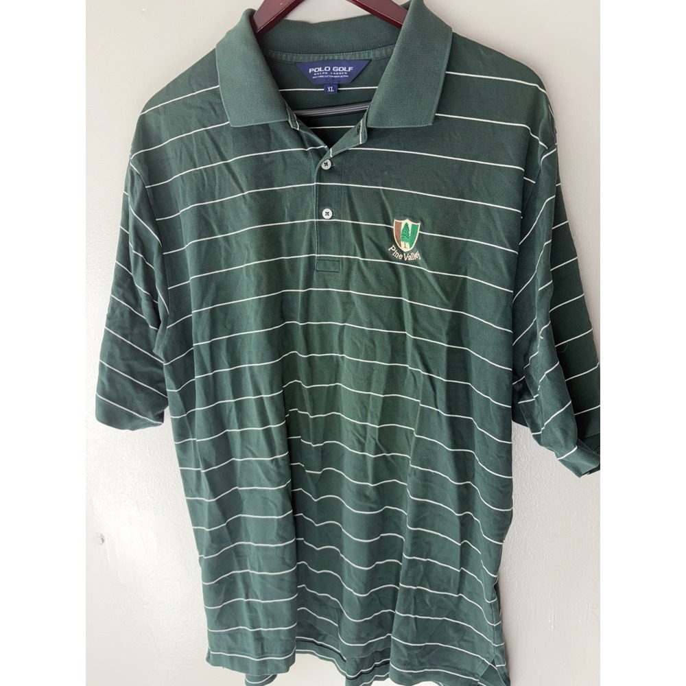 Polo Golf Ralph Lauren Pine Valley Pima Cotton Striped Polo Shirt Green Mens XL